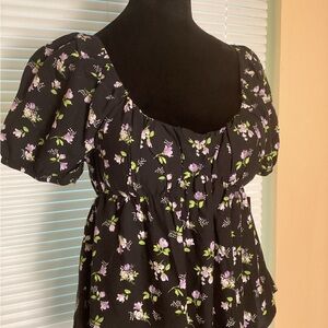 Floral Black Top